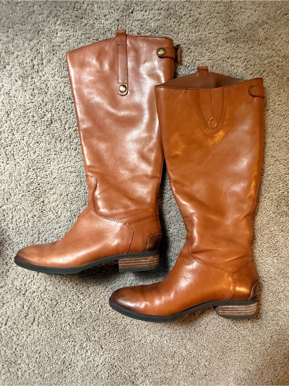 Sam Edelman Tall Leather Riding Boots in Cognac Brown